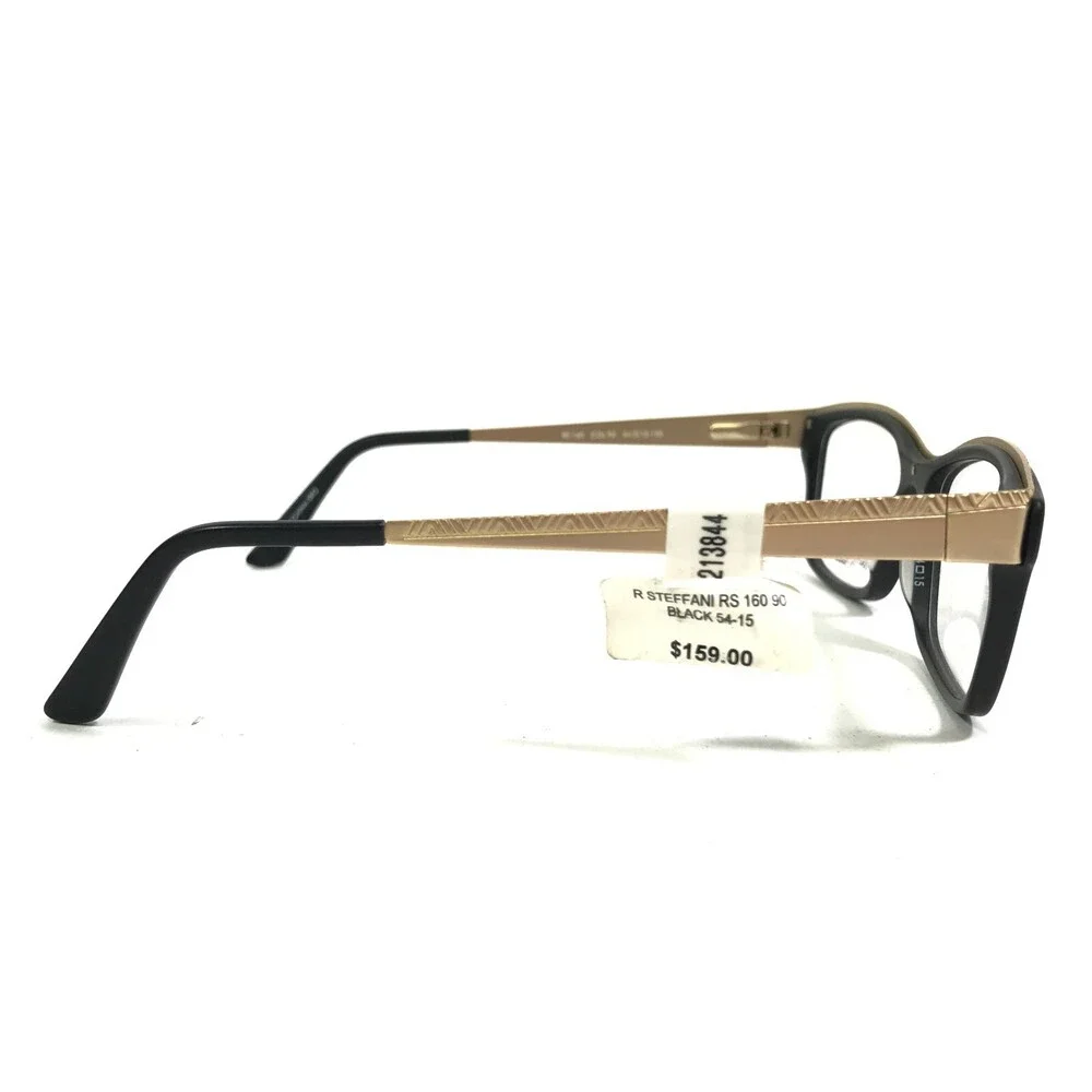 Roberto Steffani RS 160 COL 90 Eyeglasses Frames Black Gold Square 54-15-135